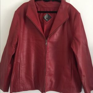 Red Leather Jacket Size 2X